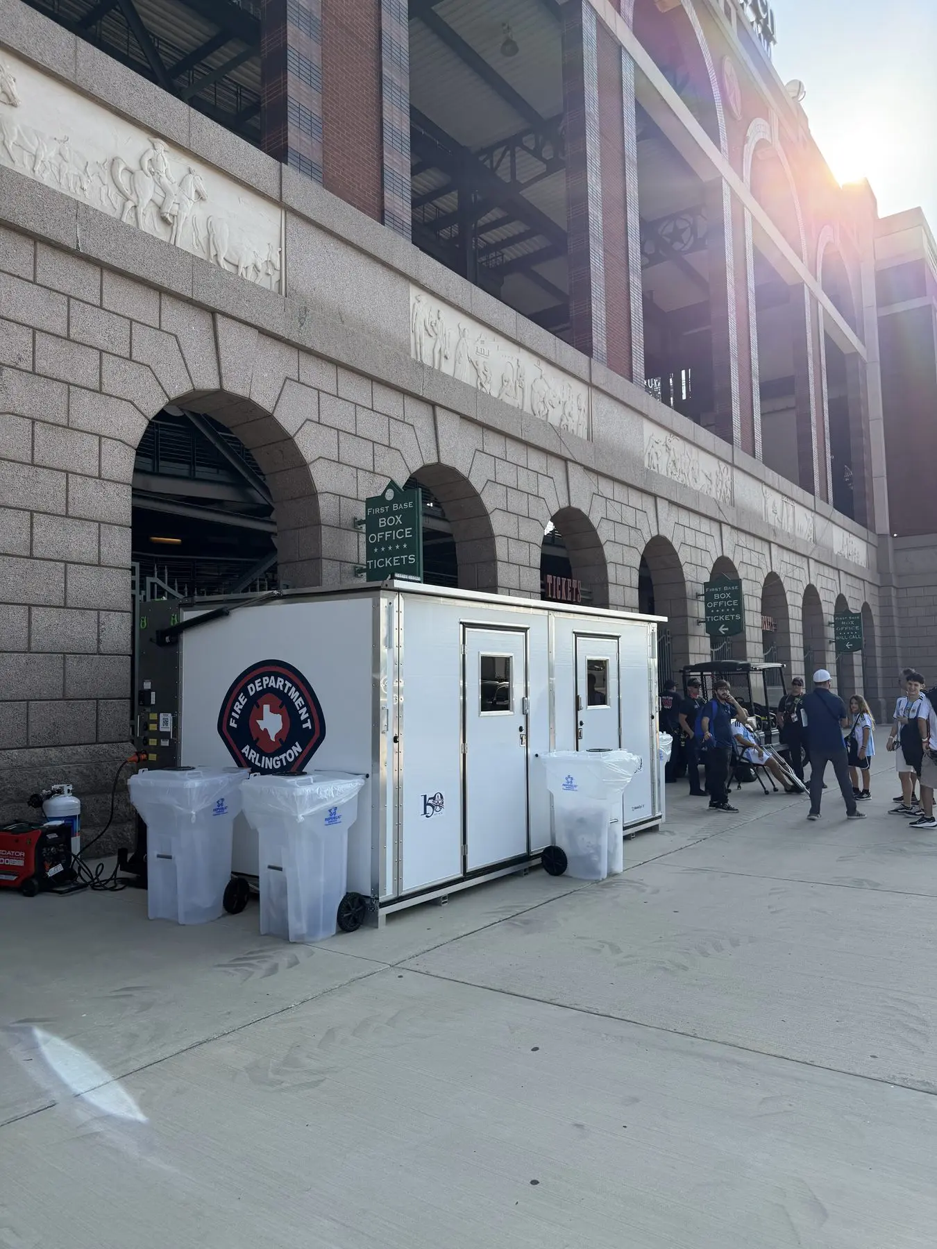 Fans and MobileOp4 medical units at the Arlington stadium during the 2026 World Cup